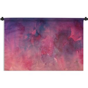 Wandkleed Waterverf Abstract - Abstract kunstwerk gemaakt met waterverf en roze en paarse kleuren Wandkleed katoen 150x100 cm - Wandtapijt met foto