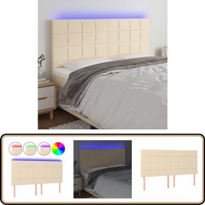 vidaXL Hoofdbord - LED - 180x5x128 cm - crèmekleurig Hoofdboard - Led Headboard - Crème Hoofdboard - Bedstede - Slaapkamersdecoratie