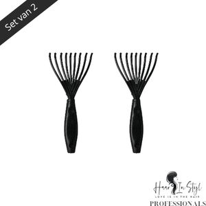 Haar in Stijl® Professionals | 2 Zwarte Borstel- en Kammenreinigers ontpluizer | Reinigingsborstel voor haarkammen en borstels | Schoonmaakborstel Haarborstelreiniger Kamreiniger Haar Kam Cleaner Haarverwijderraar
