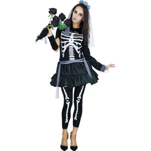Halloween Tiener Jurkje Skeleton Woman Maat 164-172