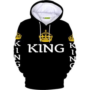 100% Katoenen Zwaargewicht King Capuchon Hoodies voor Heren King Hoodie for Men van PicOnTshirt King en Queen Bijpassende Hoodies voor Koppels L