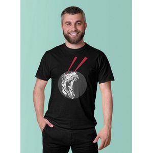 Rick & Rich - T-Shirt Dinosaurus - Dino - T-shirt met opdruk - Zwart T-shirt - T-shirt Man - Shirt met ronde hals - T-Shirt Maat S
