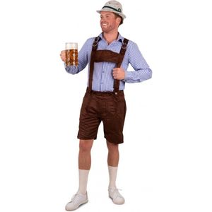 Oktoberfest Tiroler overhemd blauw met wit geblokt voor heren - Oktoberfest verkleedkleding 48