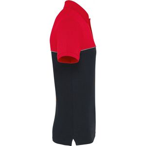 Polo Unisex M WK. Designed To Work Kraag met knopen Korte mouw Black / Red 60% Katoen, 40% Polyester