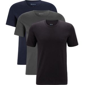 HUGO BOSS Classic T-shirts regular fit (3-pack) - heren T-shirts O-hals - blauw - navy - grijs - Maat: S