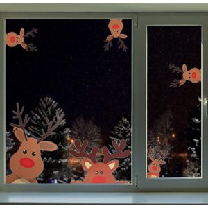 Kerst Raamstickers (10 Pak) - 5 Vellen met Kerststickers - Rendier Stickers voor Muur en Huis, Auto of Winkelruit - Xmas Stickers Decoratieset voor Kerst/Nieuwjaar Feest