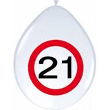 24x stuks Ballonnen 21 jaar verkeersbord versiering