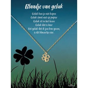 Bixorp Luck Cadeau Ketting met Klavertje Vier - 18k Verguld Goud Roestvrij Staal - Afscheidscadeau