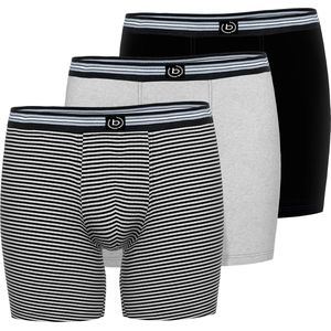 BUGATTI heren boxer normale lengte (3-pack) - donkergrijs melange - Maat: XXL