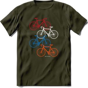 Amsterdam Bike City T-Shirt | Souvenirs Holland Kleding | Dames / Heren / Unisex Koningsdag shirt | Grappig Nederland Fiets Land Cadeau | - Leger Groen - M