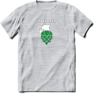 Make Beer Not War Bier T-Shirt | Unisex Kleding | Dames - Heren Feest shirt | Drank | Grappig Verjaardag Cadeau tekst | - Licht Grijs - Gemaleerd - S