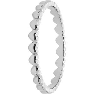 Lucardi Dames Zilveren rhodiumplated ring met hartjes - Ring - 925 Zilver - Zilverkleurig - 16.5 / 52 mm