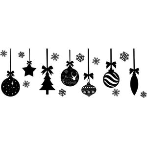 Mint11 - Herbruikbare raamstickers kerst - Kerstballen - Zwart raamdecoratie - kerstdecoratie - aankleding raam - decoratie kerst -