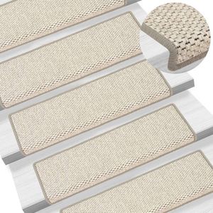 vidaXL - Trapmatten - zelfklevend - 15 - st - sisal-look - 65x21x4 - cm - beige