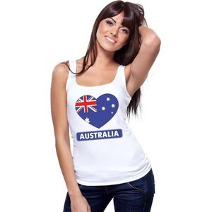 Australie hart vlag singlet shirt/ tanktop wit dames S