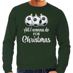 Bellatio Decorations Foute Kersttrui voetbal Kerst - sweater groen - heren XXL