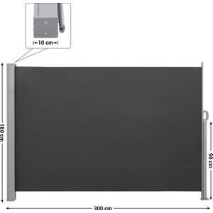 Rootz Privacyscherm - Zijluifel - Zonwering - Balkon - Terras - Tuin - Grijs - 160 x 350/180 x 300 cm