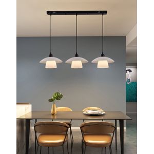 Chandelix - Moderne Hanglamp eettafel voor boven de eettafel | in eetkamer - 5w - Zwart met Wit - Woonkamer | Slaapkamer | Keuken