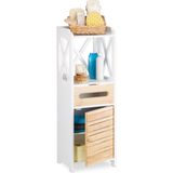 Relaxdays badkamerkast klein - met deur - smal - laag - 89 x 31,5 x 24,5 cm - wit