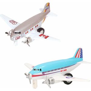Speelgoed Propellor Vliegtuigen Setje van 2 Stuks Lichtblauw en Grijs 12 cm