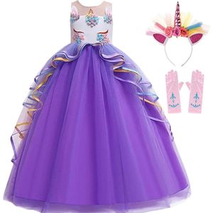 Het Betere Merk - Carnavalskleding meisje - Eenhoorn jurk - Prinsessenjurk - maat 128 (130) - Unicorn speelgoed - Eenhoorn haarband - Verkleedkleren meisje - Paars