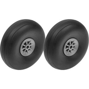 Revtec - Vliegtuig wielen - Rubber met Nylon velg - 57mm - As Dia. 3mm - 2 st