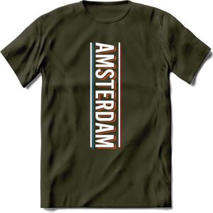 Amsterdam T-Shirt | Souvenirs Holland Kleding | Dames / Heren / Unisex Koningsdag shirt | Grappig Nederland Fiets Land Cadeau | - Leger Groen - M