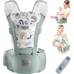 Babydrager met heupzitje met hoofddeksel, 3 zuignappen, extender (Baby Carriers Foam Series, Air Green)
