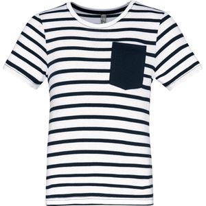 T-shirt Kind 4/6 Y (4/6 ans) Kariban Ronde hals Korte mouw White / Navy Stripes 100% Katoen