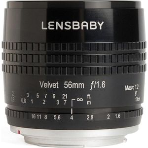 Lensbaby Velvet 56 - geschikt voor alles Sony systeemcamera's - zwart