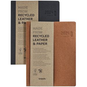 Brepols Agenda 2024 • Ecotiming • Gerecycleerd leder • Gebonden • 17,1 x 22 cm • Bruin