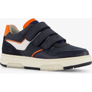 Braqeez leren jongens sneakers blauw oranje - Maat 35