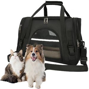 CHIWIN Dieren Transporttas Katten en Honden - Lichtgewicht Opvouwbaar Transportbox - Reistas Hondentas Kattenmand voor Auto Vliegtuig en Dierenarts - 44x25x30cm