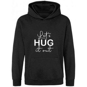 Be Friends Hoodie - Let's hug it out - Kinderen - Zwart - Maat 7-8 jaar