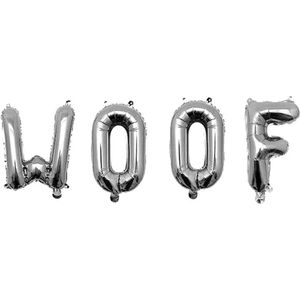 Folieballonnen set Woof zilver - hond - woof - folie - ballon - zilver - honden verjaardag - decoratie