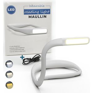 Maullin Nekleeslamp - Neklamp - Leeslampje voor Boek - voor in Bed - Neklampje voor Haakwerk - Boeklampje & Nekleeslamp - Oplaadbaar - Flexibel - Wit