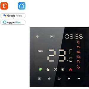New Slimme Thermostaat Tuya ME82LED – 3x1 voor Gas Boiler/Waterverwarming/Elektrische vloerverwarming(Inclusief Vloersensor) – App & Wifi – Voice Control met Google Assistant & Amazon Alexa