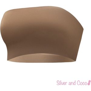 SilverAndCoco® - Strapless BH Top | Naadloze Invisible Onzichtbare Beha Bandeau Naadloos Festival Topje - Nude - Large / L