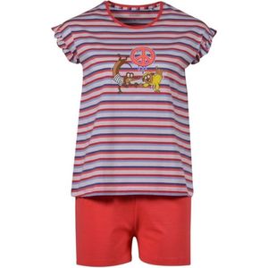 Woody Meisjes-Dames pyjama rood-blauw