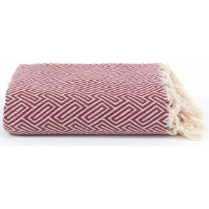 Lantara - Athene - Sprei Grand foulard - Donkerrood - Katoen - 150x250cm