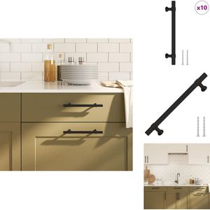 vidaXL Handvat - Handvatten - Handgreep Voor Kast - Handgreep - Handvatten 10 st 128 mm roestvrij staal zwart