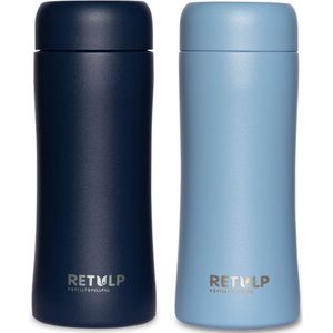 Retulp Tumbler - Thermosbeker - Thermosfles - 300 ml - Koffiebeker - RVS - Drinkflessen 2 Stuks - Blauw