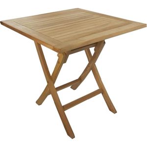 Decomeubel Inklapbare TEAK tuintafel vierkant 80 x 80 cm