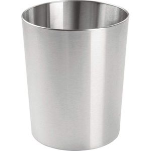 Metalen prullenbak - compacte afvalbak voor badkamer, kantoor en keuken met voldoende ruimte voor papier enz. - geborsteld roestvrij staal
