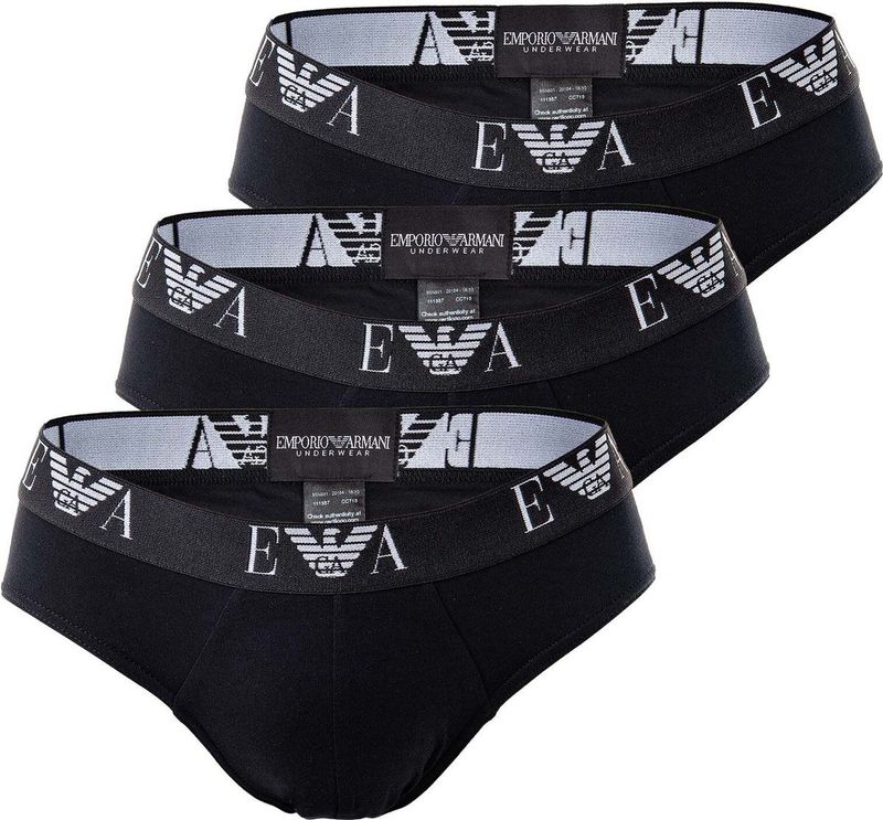 Emporio Armani stretch 3-pack slips zwart
