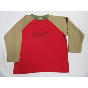 petit bateau , jongen , t-shirt met lange mouw, rood /beige , cirque , 4 jaar 102
