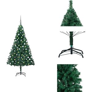 vidaXL Kunstkerstboom Oslo - Kerstboom 180 cm - PVC - Met LED-verlichting - Decoratieve kerstboom
