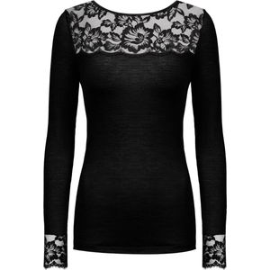 Mey Wollen Thermoshirt dames - Kant - Wool Love - S - Zwart