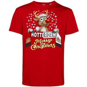 T-shirt Rotterdam | Foute Kersttrui Dames Heren | Kerstcadeau | Rotterdam supporter | Rood | maat XL