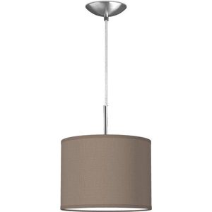 Home Sweet Home hanglamp Bling - verlichtingspendel Tube Deluxe inclusief lampenkap - lampenkap 25/25/19cm - pendel lengte 100 cm - geschikt voor E27 LED lamp - taupe